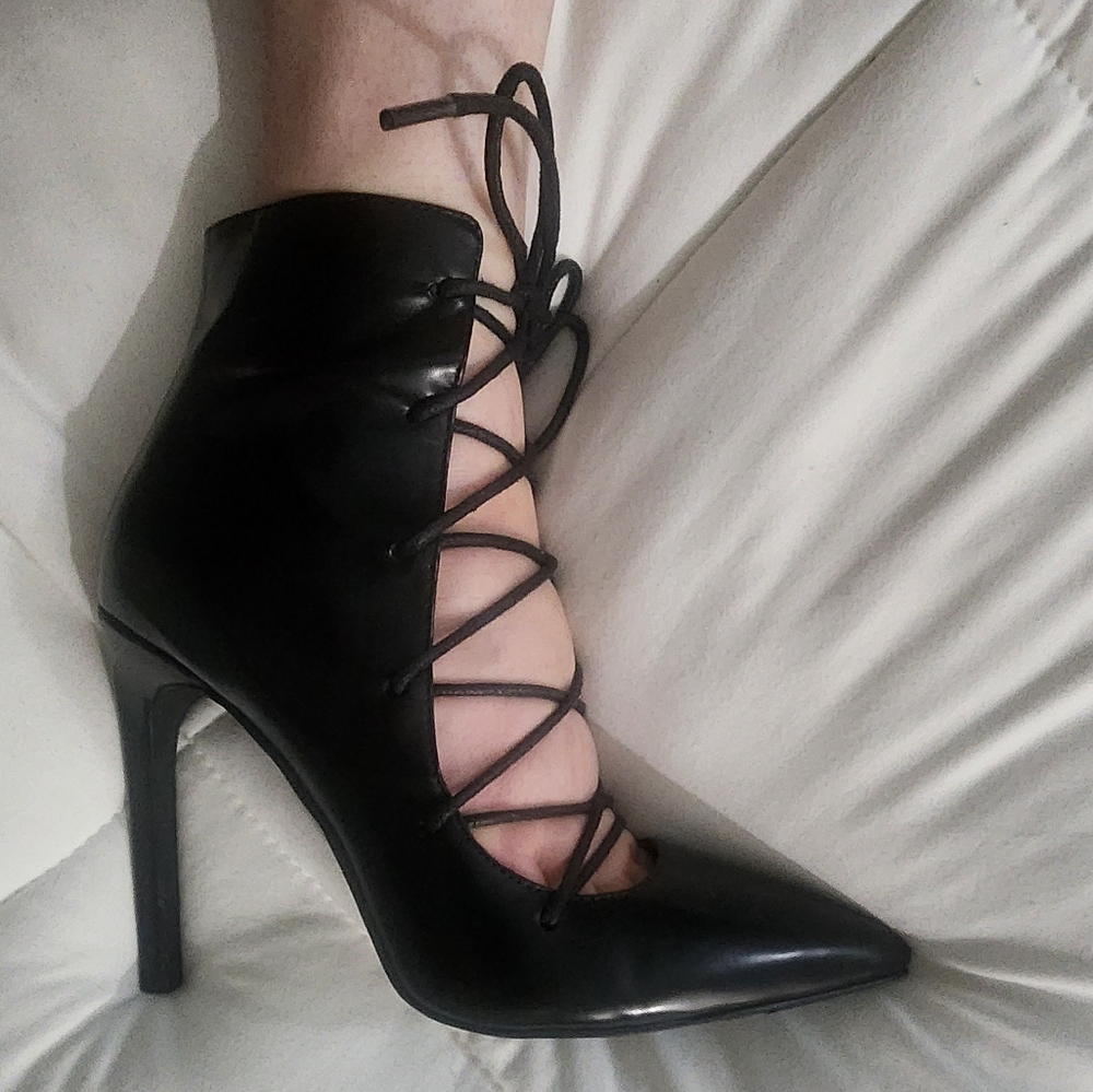 Jeffrey Campbell Black Lace-Up Stiletto Heels